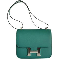 Hermes Constance Bag 24CM Doule Gusset Malachite Epsom Leather JaneFinds