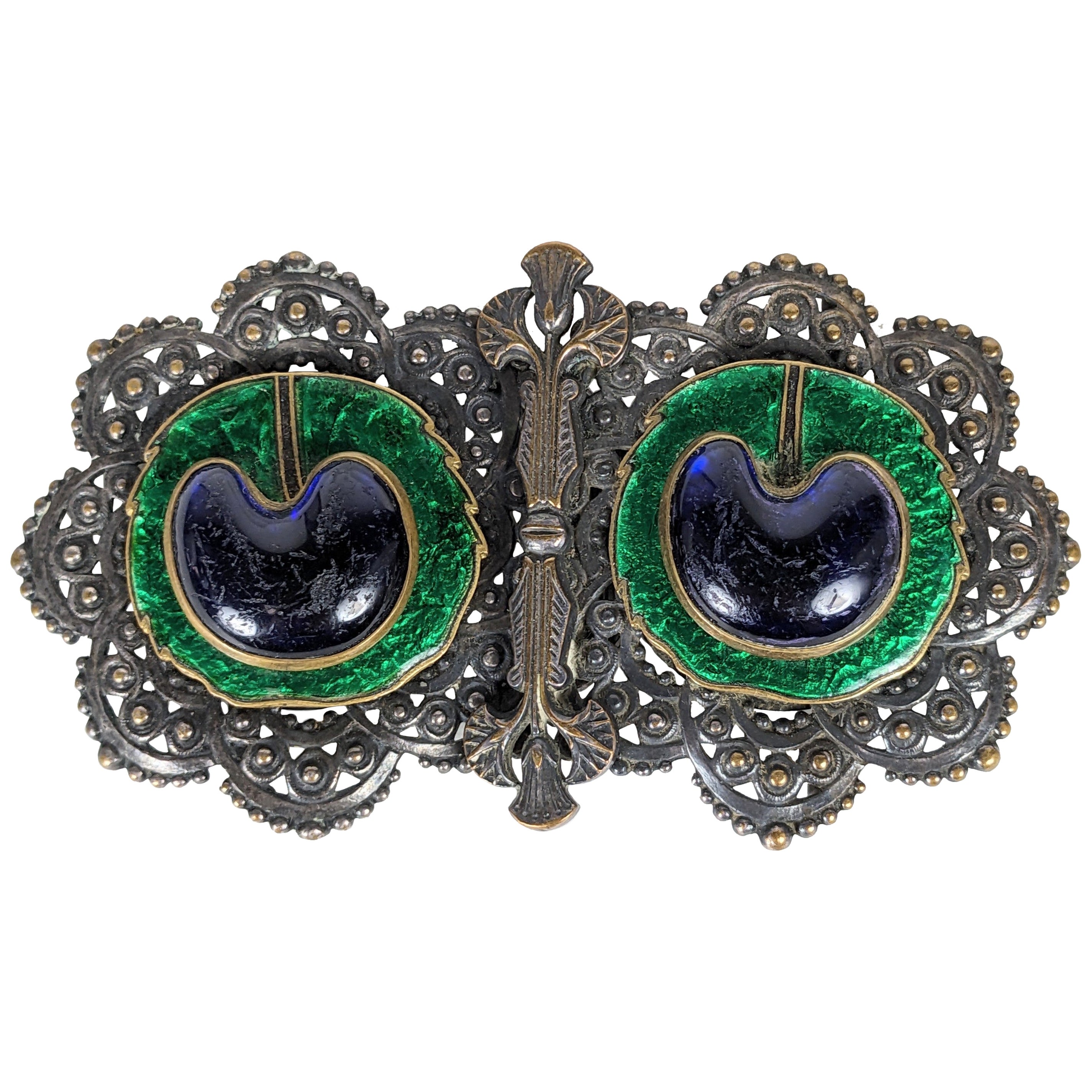 Piel Freres Peacock Eye Egyptian Revival Buckle For Sale
