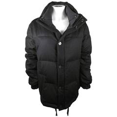 Louis Vuitton Down Jacket - Medium - US 38 - 48 - Black Wool Puffer Coat Damier