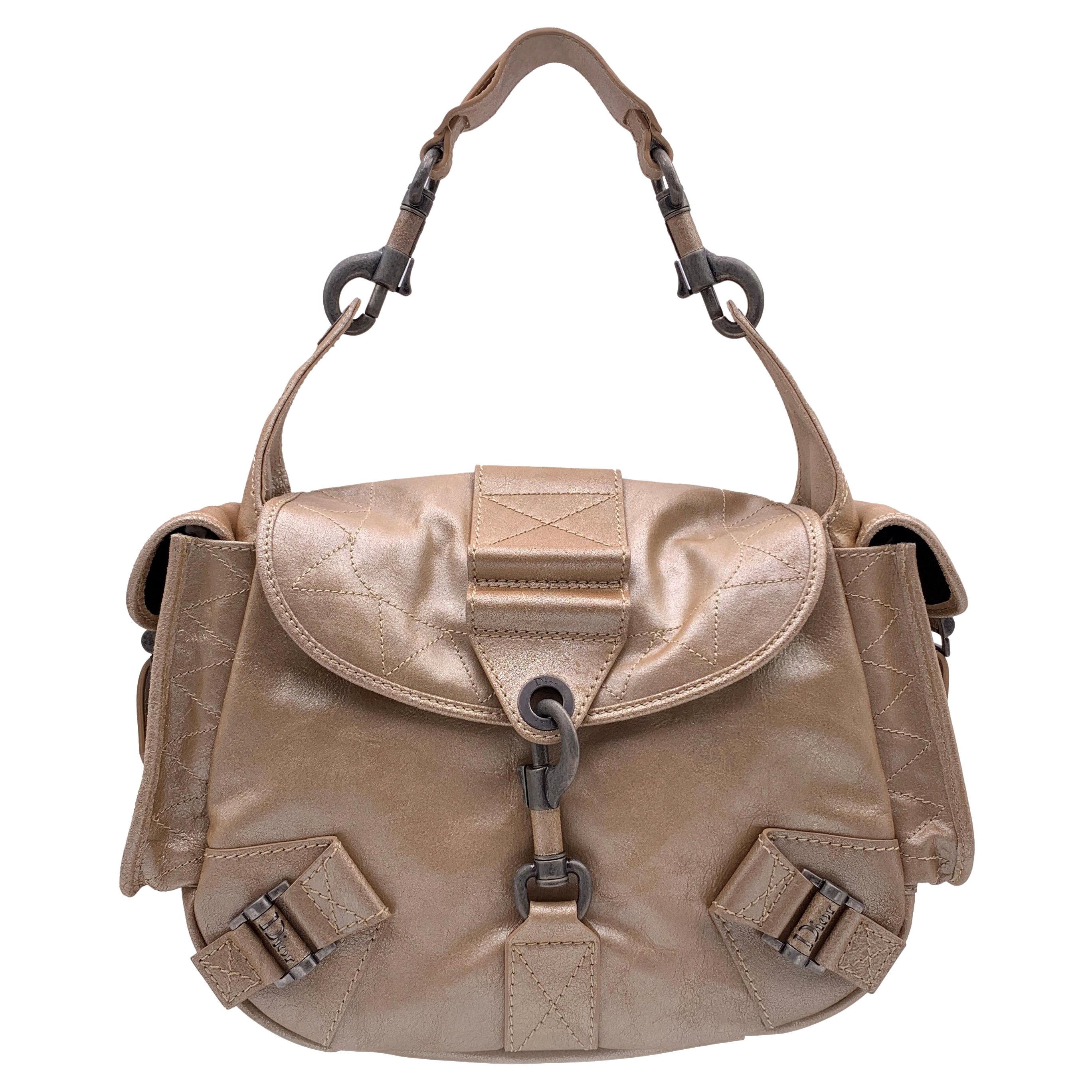 Christian Dior Beige Leather Rebelle Shoulder Bag Handbag