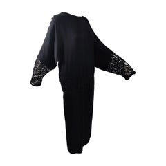 Gianni Versace Vintage Black Silk & Lace Extreme Batwing Cocoon Dress, A/W 1985