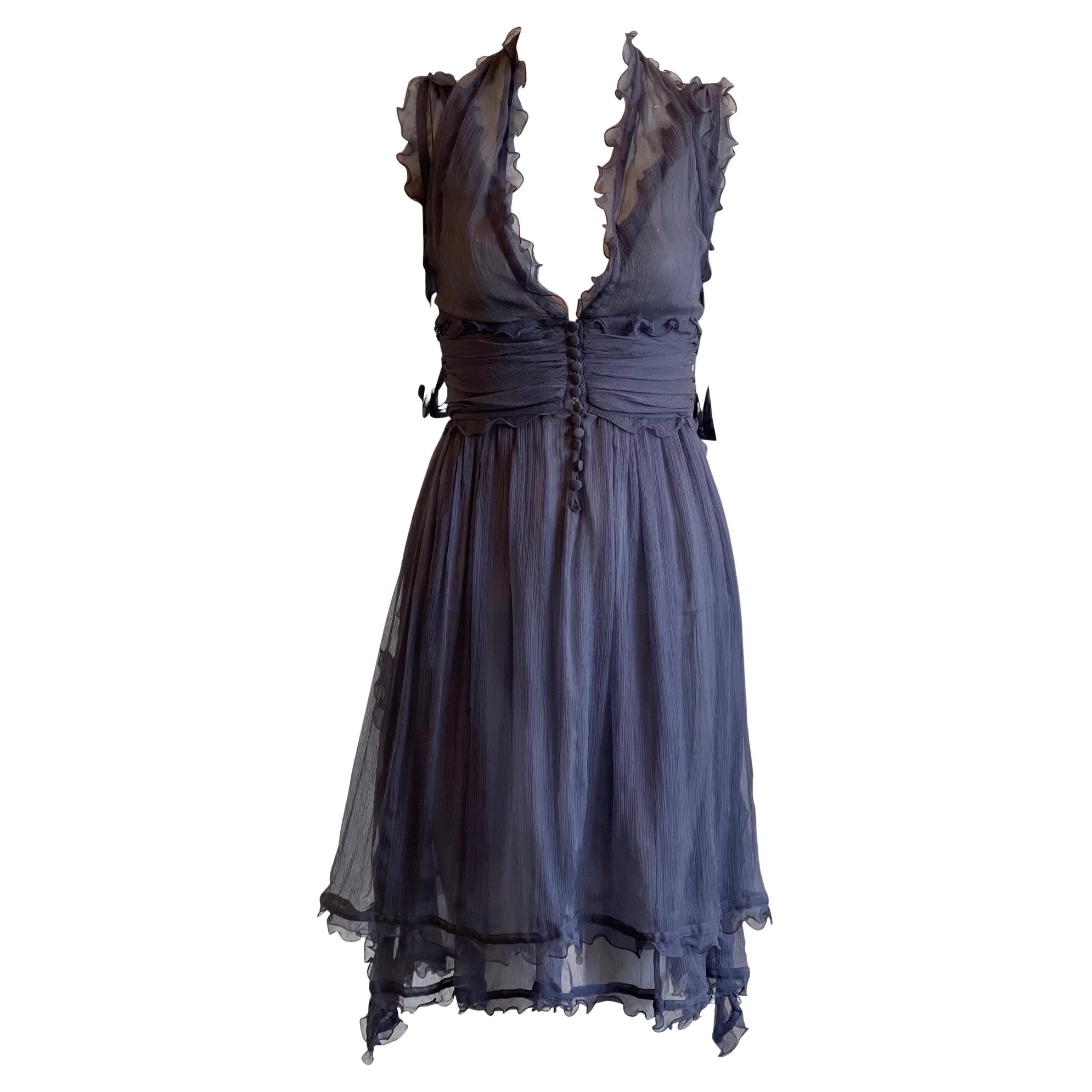 Fendi Y2K Deep Periwinkle Silk Fairy Dress For Sale
