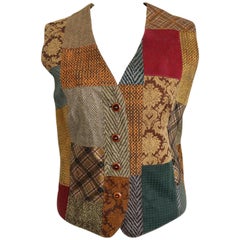 Antique Roberto Cavalli Leather Multi Patterns Patchwork Vest