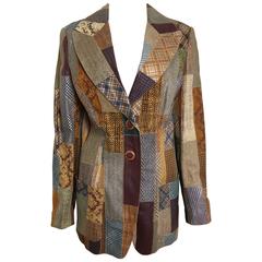 Roberto Cavalli Leather Multi Patterns Patchwork Blazer 5