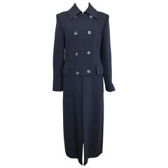 Gucci by Tom Ford Navy Wool Double Breasted Maxi Coat 9