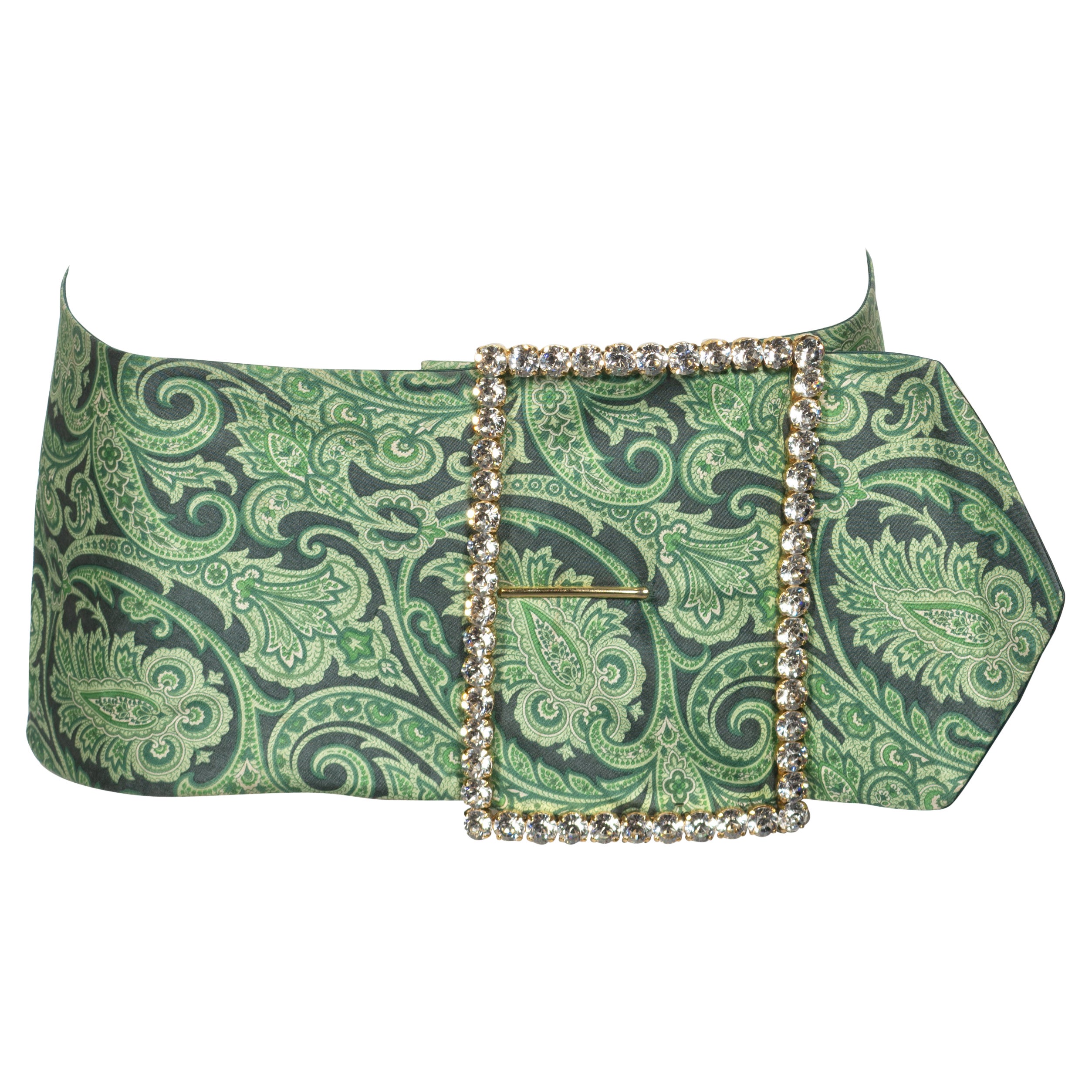 Dolce & Gabbana Green Silk Micro Mini Skirt with Swarovski Crystals, ss 2000