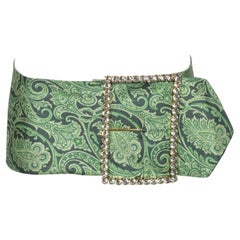 Dolce & Gabbana Green Silk Micro Mini Skirt with Swarovski Crystals, ss 2000