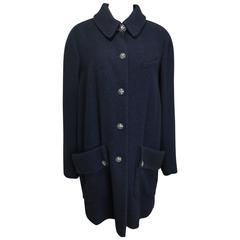 Chanel Black and Blue Tweed Wool Coat 8