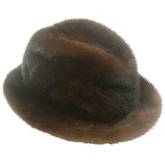 Vintage Adolfo Plush Mink Fedora Hat for Saks Fifth Avenue c 1970s