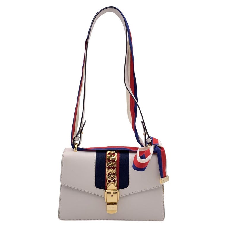 GUCCI grey leather SYLVIE SMALL FLAP Shoulder Bag For Sale at 1stDibs