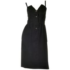 Givenchy Nouvelle Boutique Black Velvet Dress, 1970s 