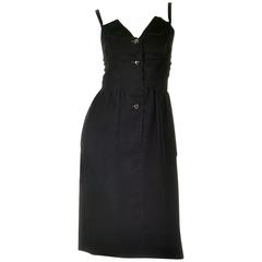 Givenchy Nouvelle Boutique Black Velvet Dress, 1970s