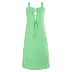 Used COURREGES Paris c.1960's Vtg Mint Green Tie Front Overall Midi Day Dress