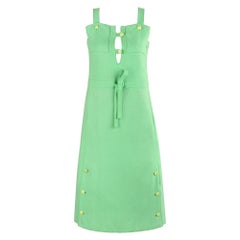 COURREGES Paris anni '60 circa Vtg Mint Green Tie Front Overall Midi Day Dress