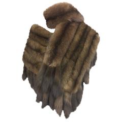 Bergdorf Goodman silky full natural sable cape with sable tails & scarf 1960s 9