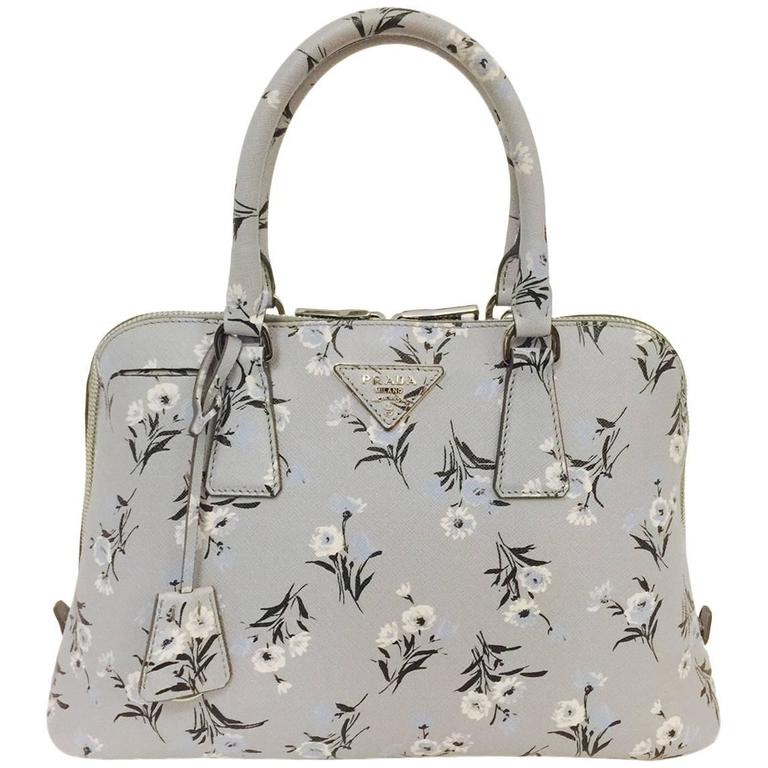 Prada Pattina Shoulder Bag Small Marble in Leather with Silver-tone - US