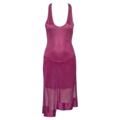 Used Azzedine Alaia Magenta Acetate Knit Cocktail Dress, ss 1986