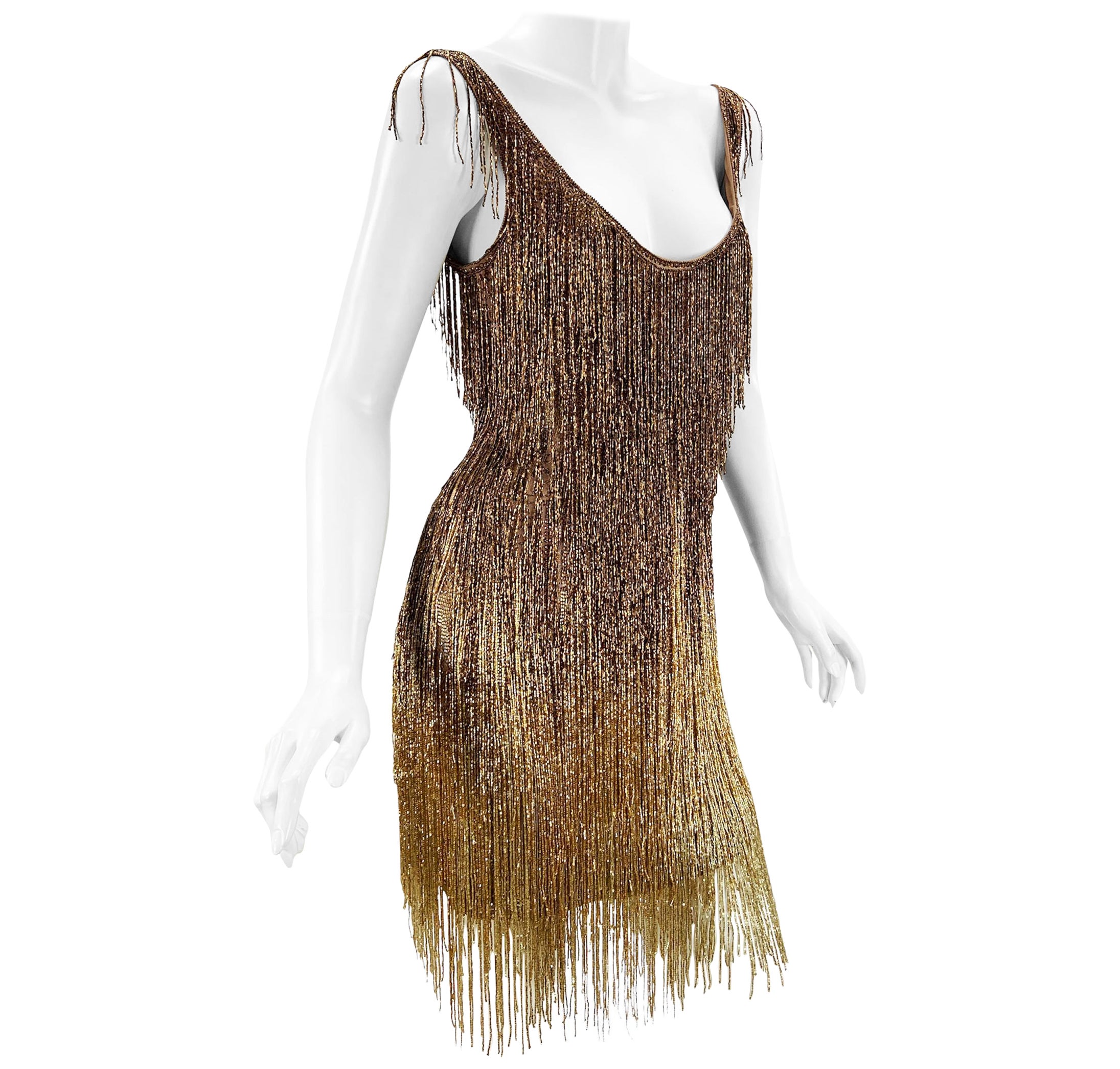 Iconic MUSEUM Roberto Cavalli Fringe Beaded Dress as seen on TAYLOR SWIFT It. 40