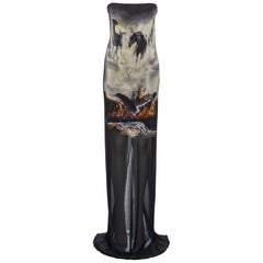 Used Martin Margiela Strapless Bandeau Maxi Dress with Horse Print, ss 2008
