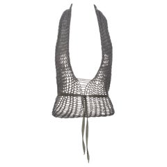 Used Martin Margiela Grey Openwork Knit Halter Top, ss 1993