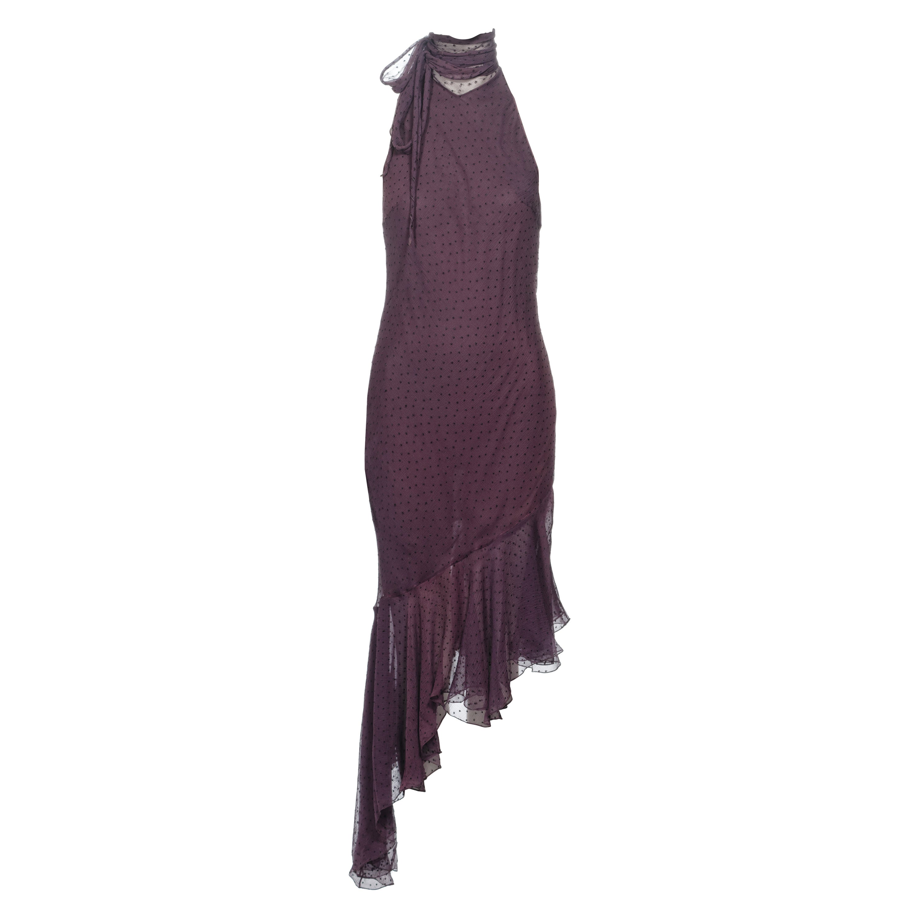 Christian Dior by John Galliano Purple Silk Jacquard Cocktail Dress, fw 2000 For Sale
