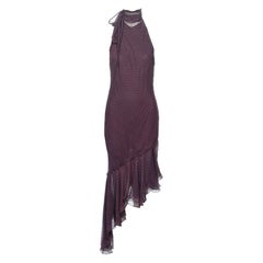 Retro Christian Dior by John Galliano Purple Silk Jacquard Cocktail Dress, fw 2000