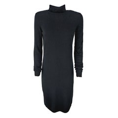GUCCI - Dark Gray Cashmere Wool Knitted Bodycon Dress with Long Sleeves Size S