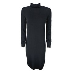 GUCCI - Dark Gray Cashmere Wool Knitted Bodycon Dress with Long Sleeves  Size S