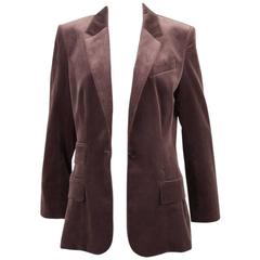 Vintage Hermes Purple Cotton Velvet One Button Long Blazer Size 42 3