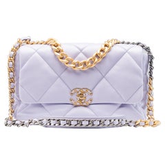 Chanel 19 Quilted Lambskin Lilac Large Flap Bag NEW