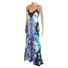 Roberto Cavalli Resort 2013 Chinoiserie Ming-Porzellan-Abendkleid mit durchsichtiger Spitze