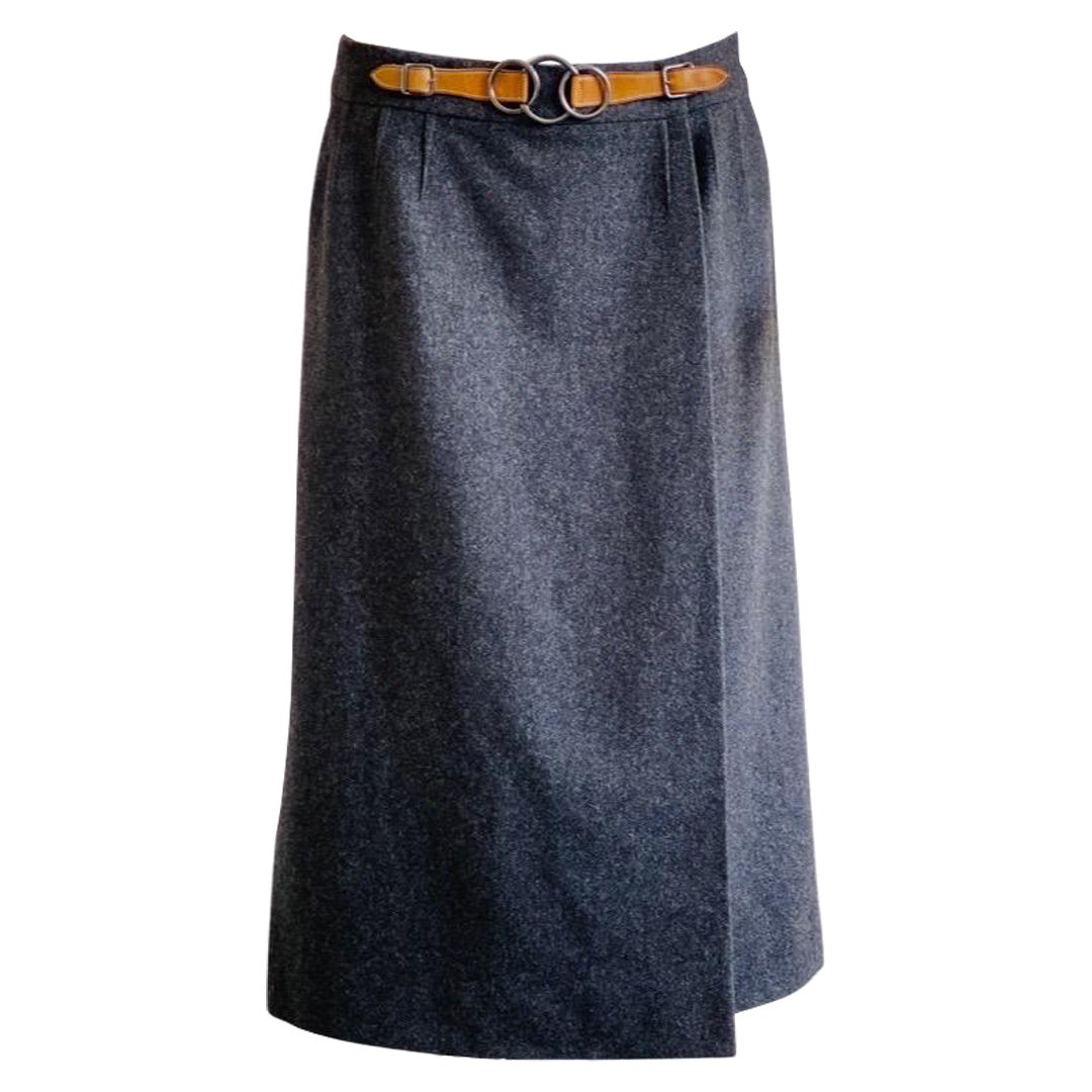 1970s Hermes Wool Wrap Skirt For Sale