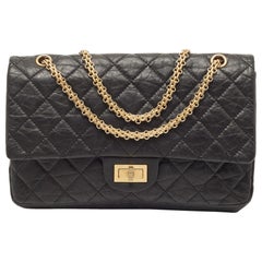 Chanel Black Quilted Aged Leather 227 Reissue 2.55 Flap Bag