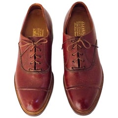 50s Mens Brown Cap Toe Lace Up Shoes with Lift