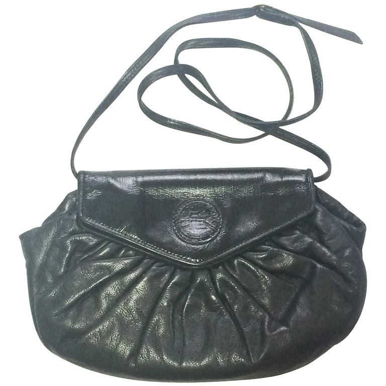 80's vintage FENDI black nappa leather shoulder purse. clutch, pouch bag at  1stDibs