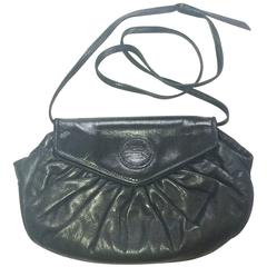 80's vintage FENDI black nappa leather shoulder purse. clutch, pouch bag