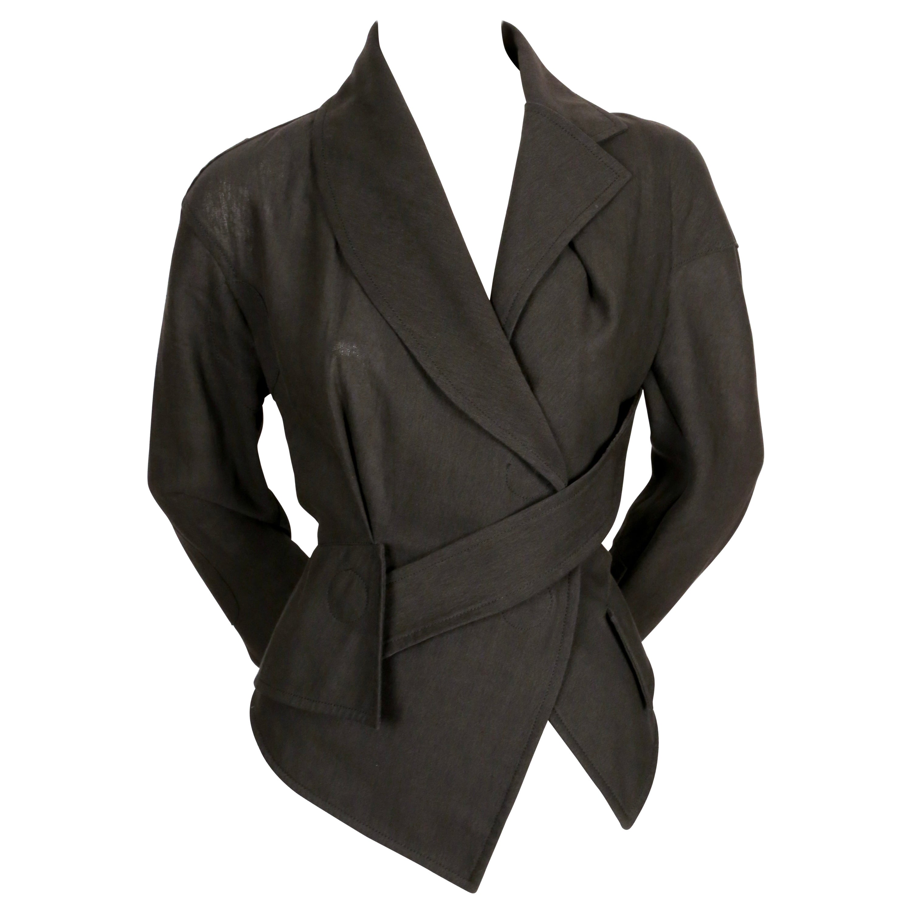 1990's VIVIENNE WESTWOOD black linen wrap jacket For Sale