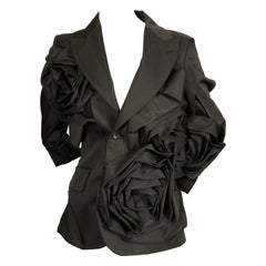 2013 COMME DES GARCONS black RUNWAY jacket with oversized rose motif