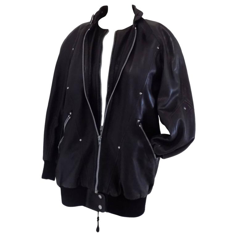 1980s Claude Montana Black Leather Jacket at 1stDibs