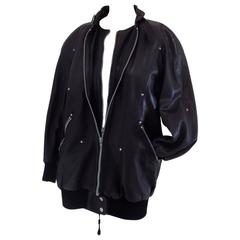 Vintage 1980s Claude Montana Black Leather Jacket