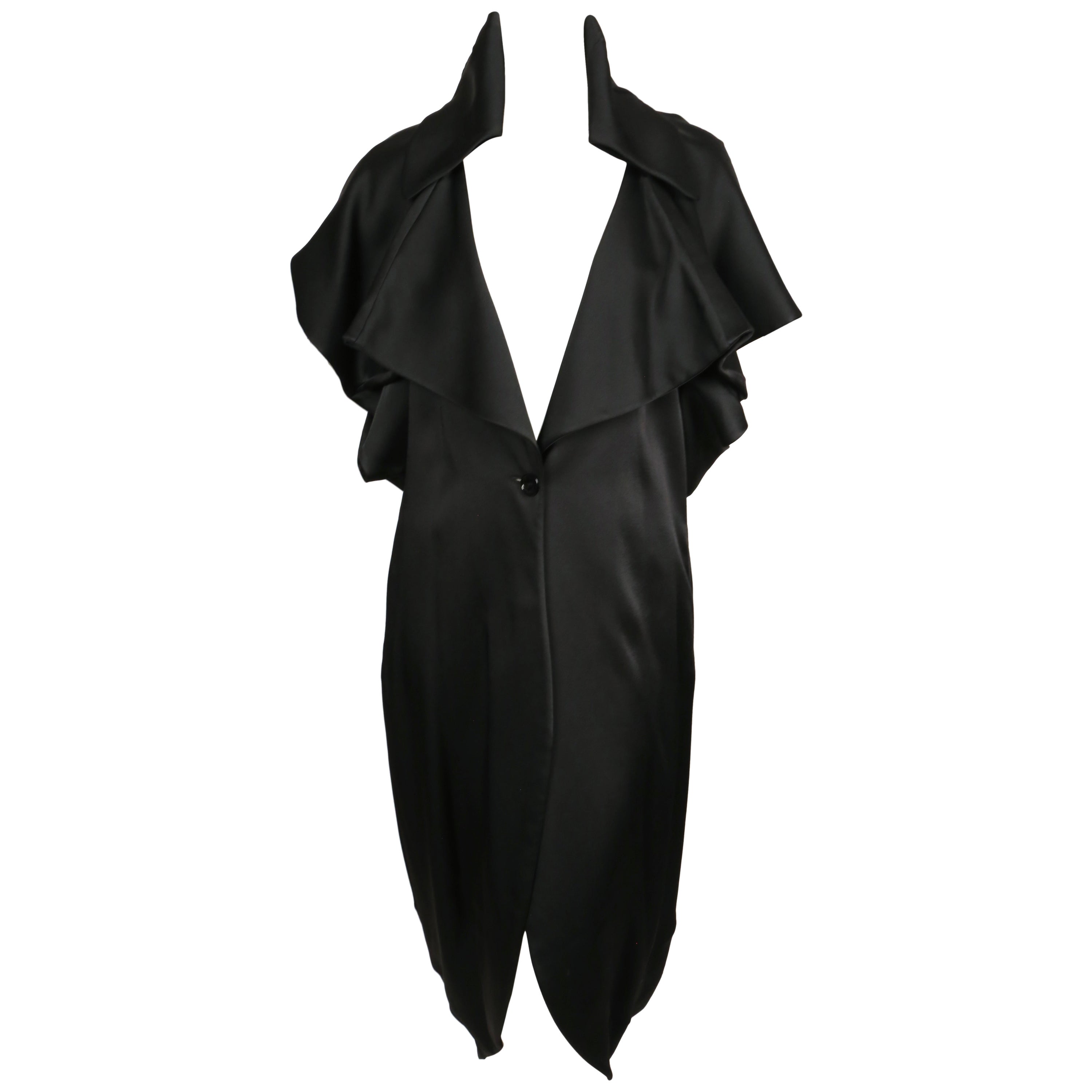 2000's JOHN GALLIANO black draped dress coat For Sale