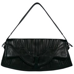 Jean Paul Gaultier Vintage Bolso corsé de piel de cordero negra Embrague