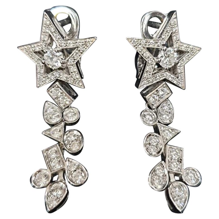 CHANEL Star Crystal CC Logo Large Stud Earrings For Sale at 1stDibs