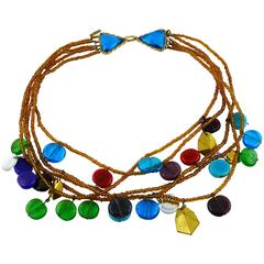 Yves Saint Laurent YSL Vintage Rare Pate de Verre Multi Strand Necklace 2