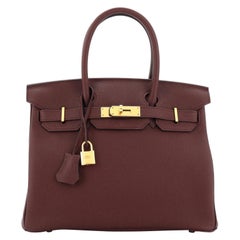 Hermes Birkin Handbag Bordeaux Togo with Gold Hardware 30