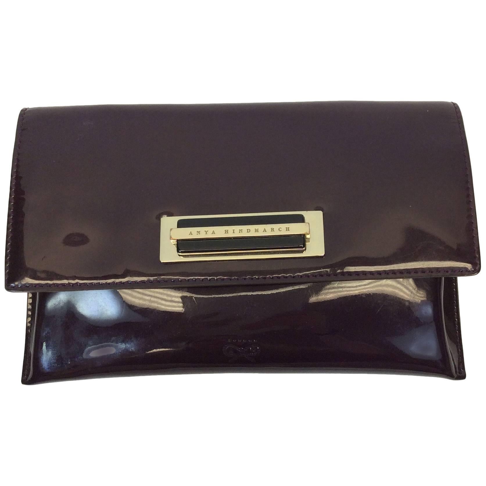 Anya Hindmarch Wine Patent Leather Clutch Wallet