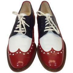 Robert Clergerie Red, White & Blue Leather Oxford Shoe