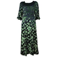 YSL Green Velvet Burnout Gown