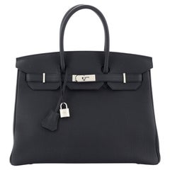 Hermes Birkin Handbag Noir Togo with Palladium Hardware 35