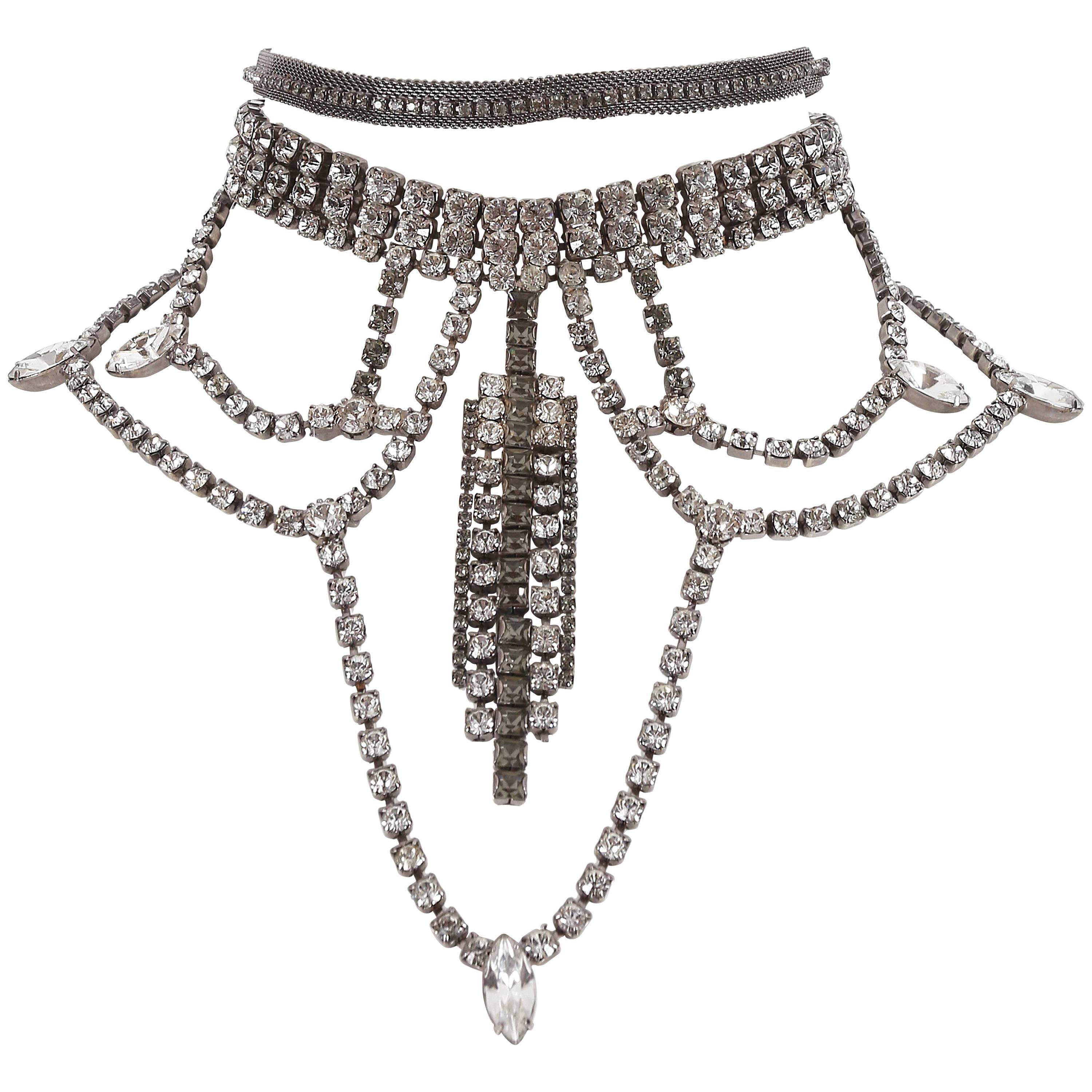 Rhinestone chandelier choker, circa 1970s